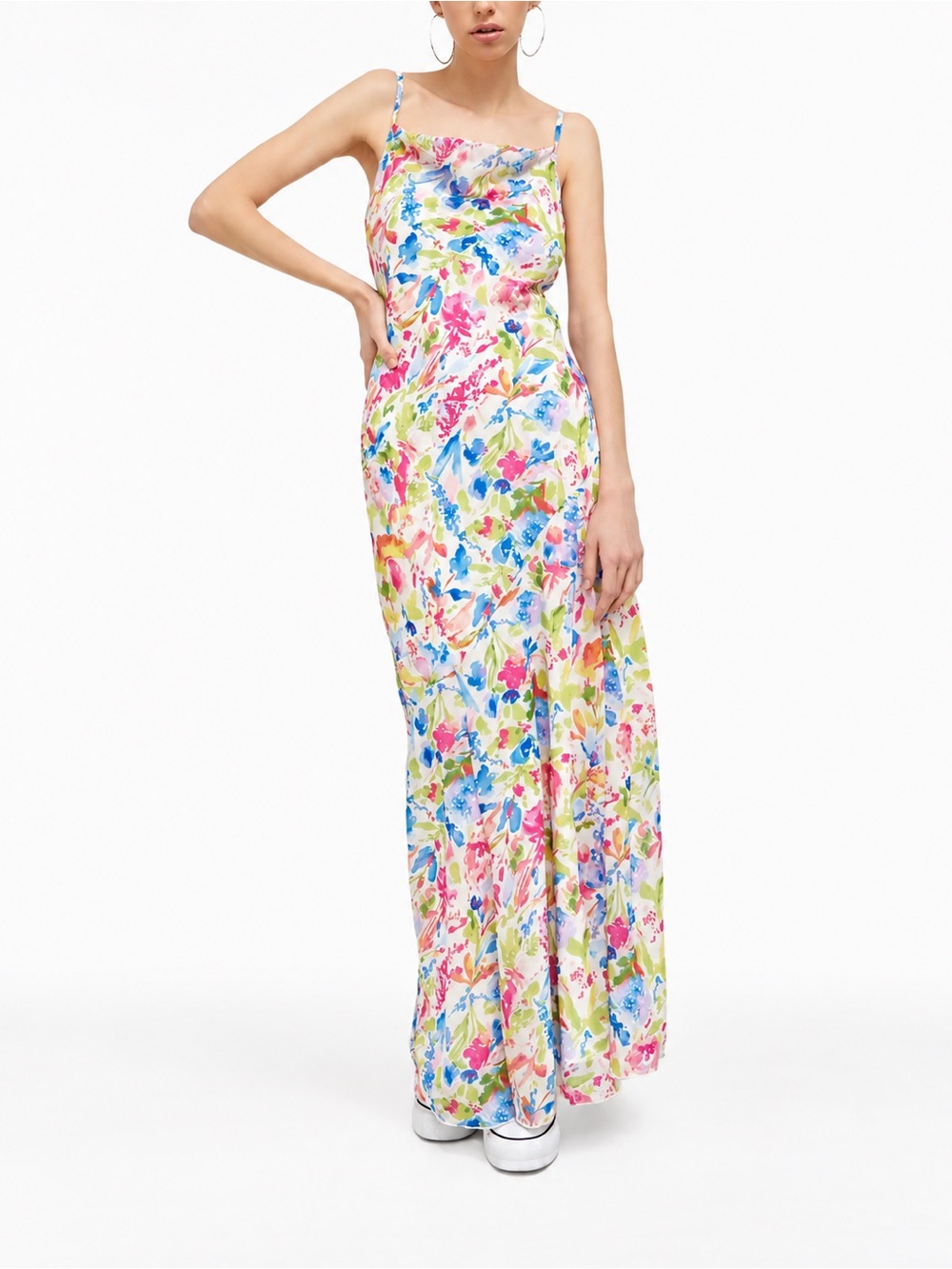Abercrombie & Fitch Floral Cowl Neck Slip Maxi Dress XS Petite XSP